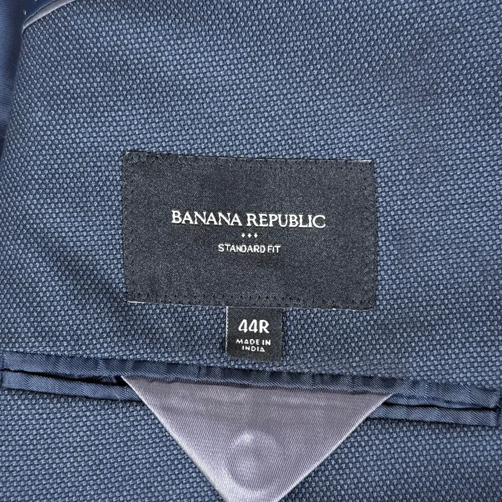 Banana Republic Blazer Mens 44R Blue Birdseye Standard Fit Two Button Jacket